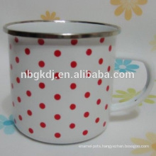 450ml enamel colored plastic tea cups with SS rim